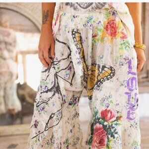 Magnolia Pearl Artistic Floral Wide Leg Pants